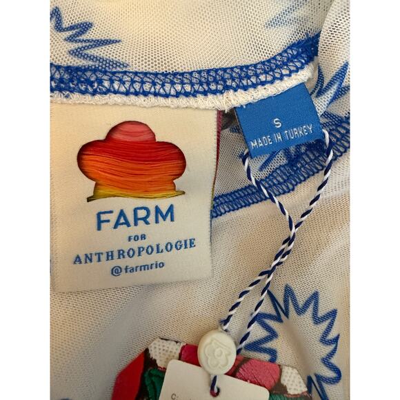 Farm Rio Womens Rio De Janeiro Graphic Mesh Midi Dress Multicolor Size S NEW - Picture 2 of 8